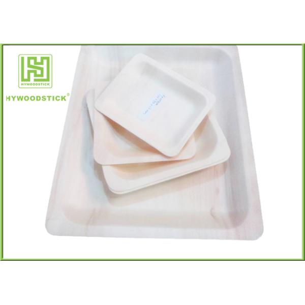 Wooden Salad Plates Disposable Party Tableware , Safe Wooden Cake Plate For Kids