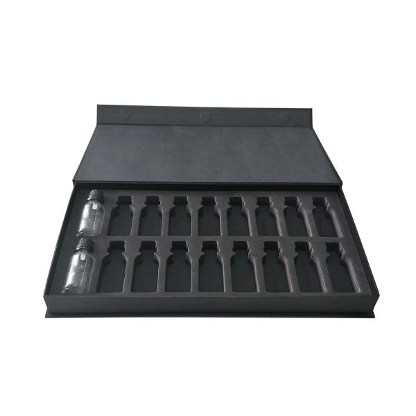 Black Textured Book Shaped Magnetic Paper Box Perfume Glass Bottle Packaging With Insert
