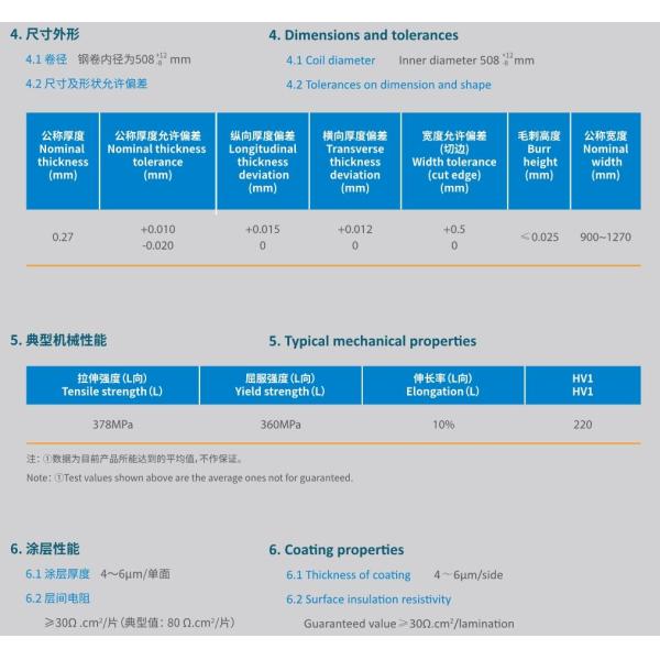 B27R090 0.27mm GO Silicon Steel Coil Electrical Oriented For High Magnetic Induction