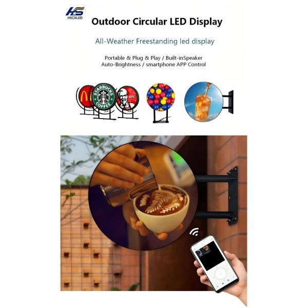 Double-Sided Waterproof P4 LED Display Outdoor Circular LED Screen