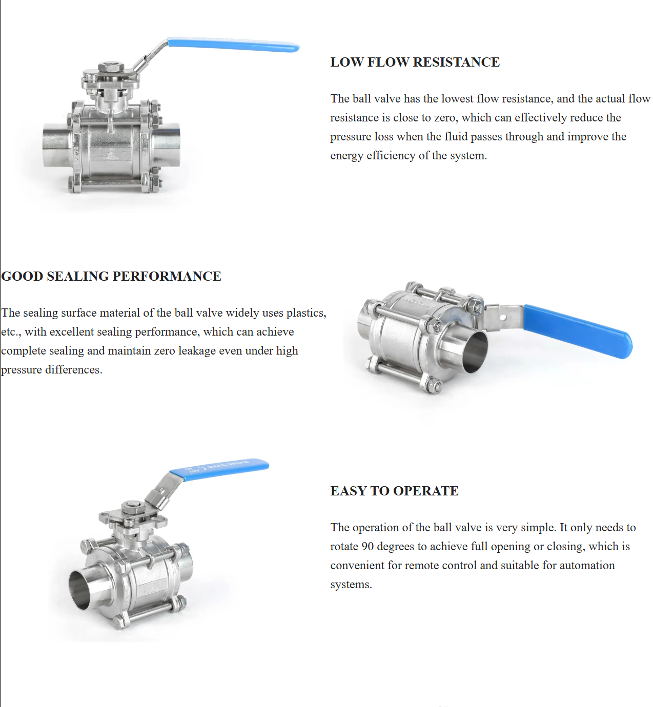 Latest Hot Sale 304/316 Stainless Steel Clamped Ball Valve Sanitary 3-Piece Tri-Clamp Hygienic Ball Valve