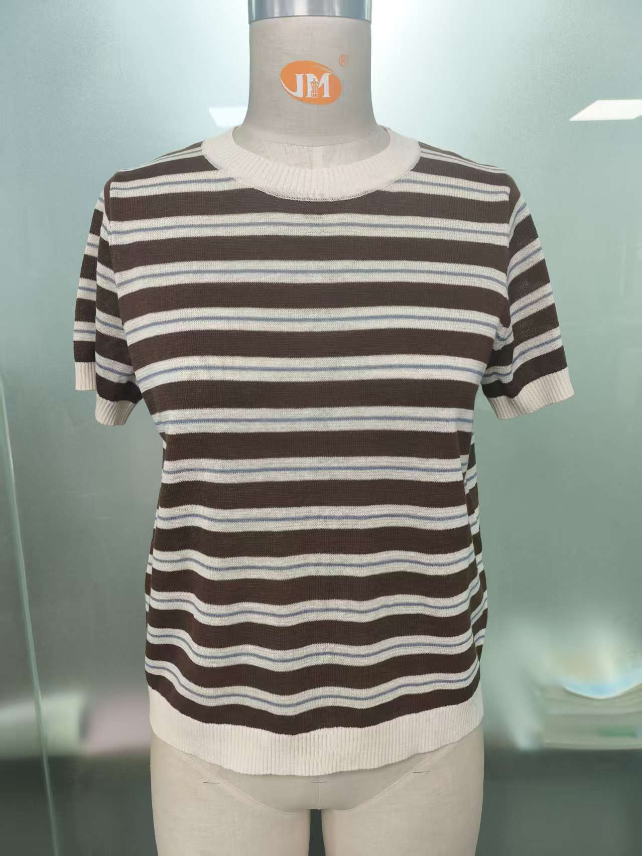 Women's Cropped Top Pullover - Breathable, Wrinkle Resistant, Anti-Deformation Striped Design