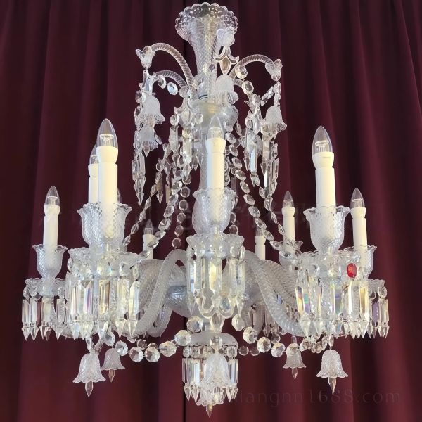JYLIGHTING Modern Classic Crystal Chandelier, Ornate Cut Crystal Candle-Style Fixture for High Ceiling Living Room & Hotel Lobby