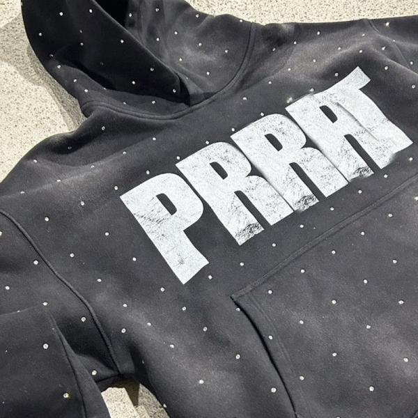 Oversized Rhinestone Custom Hoodies Jacket For Men Rhinestone Screen French Terry Vintage Sun Faded Cropped Boxy