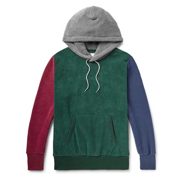 Embroidered Sports Team Hoodies Men Sweatshirt Colorblock Fleece Hoodie