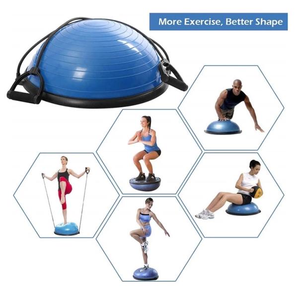 BPA FREE 60CM Half Dome Exercise Ball Yoga Hemisphere Ball Anti Burst