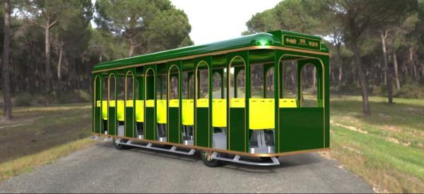 Trem Trackless elétrico de 42 assentos, trem elétrico do turista para a recreação exterior