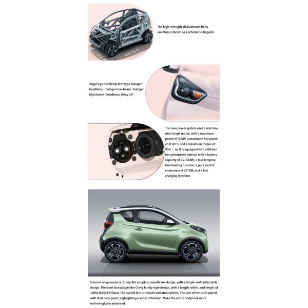 Китайские дешевые новые энергетические автомобили Четырехколесные автомобили Chery Mini EV Электрический автомобиль