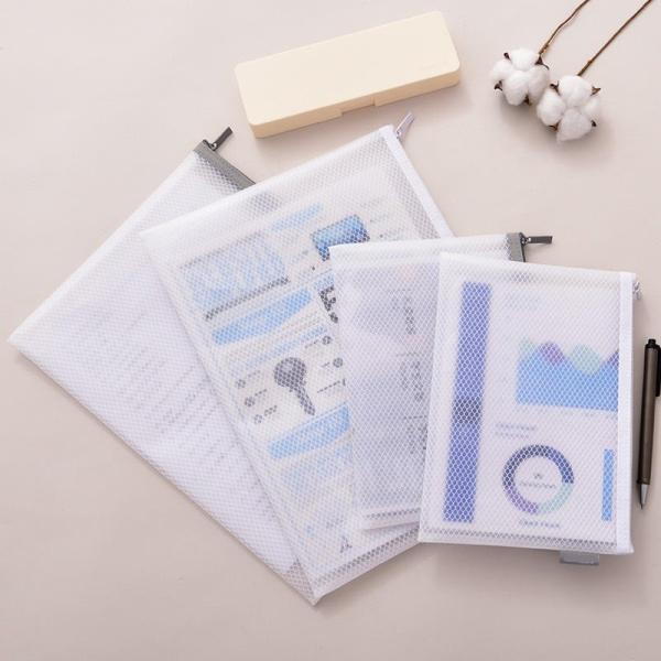 Mesh Zipper Bag A4 Student Subject Bag Bill Transparent Waterproof Plastic Data Bag Wholesale