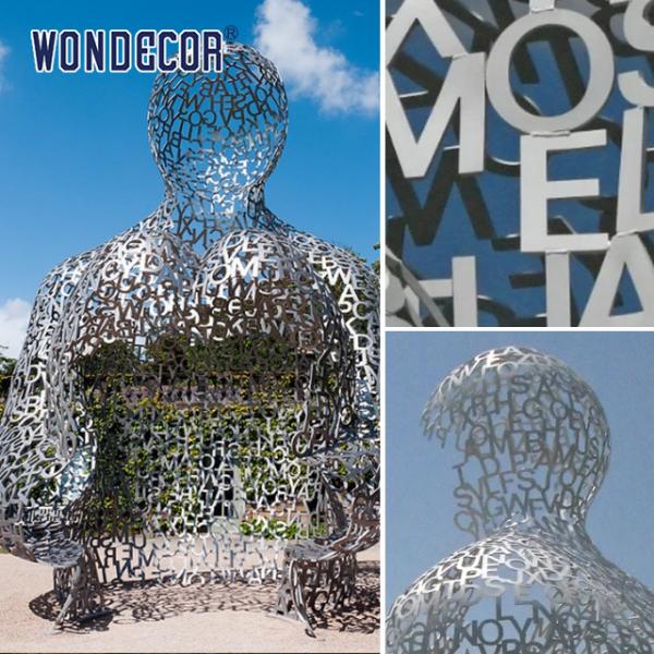 Наружное большое полое металлическое искусство сидящий человек скульптура из нержавеющей стали