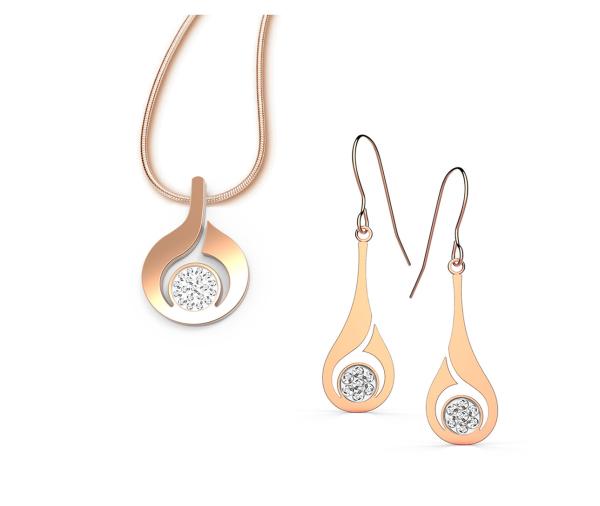 Fashion Stainless Steel Pendant Chain Necklace Set Women Earring And Necklace Set