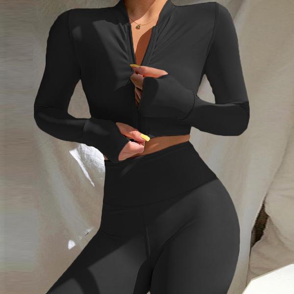 Loose Fit Women's Tracksuit Long Sleeve Gym Set for Fitness Training Midi Length Sport Outfit