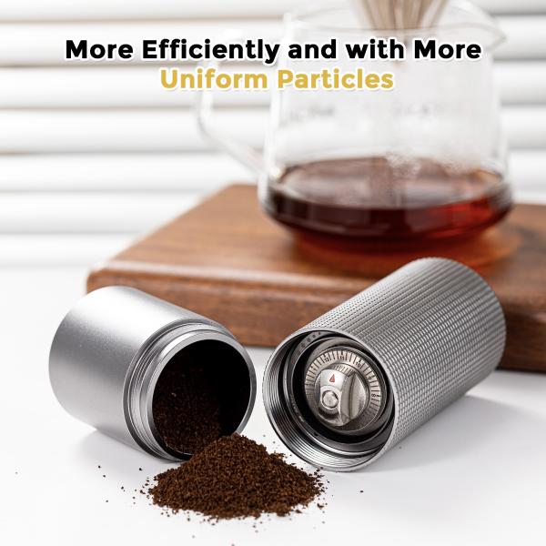 Aluminium Alloy Antique Hand Coffee Grinder With Solid Wood Handle