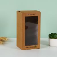 Boîte d'emballage pliante personnalisée en papier kraft avec fenêtre, boîte carrée imprimée pour le thé, les cosmétiques et les cadeaux faits à la main