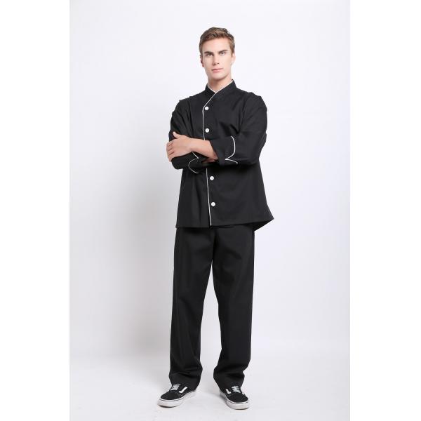 240 питание рукава 65% хлопок 35% полиэстера GSM длинное с пальто шеф-повара черноты руки