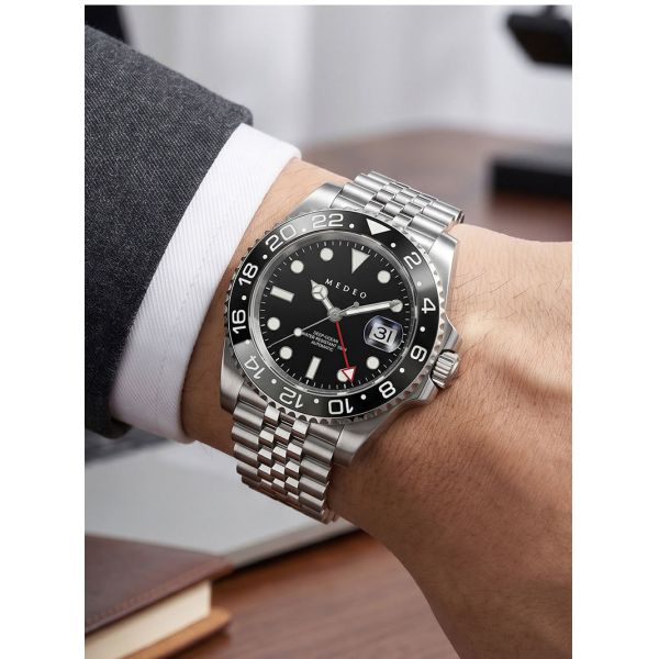 Vanguard Meridian GMT: 40mm Luxury Mechanical Steel Watch