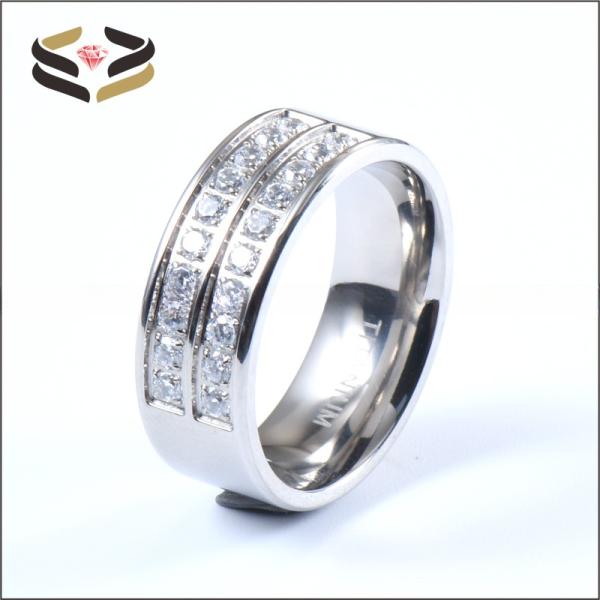 Anillos de Titanio de Plata de 8 mm con incrustación de zircón cúbico