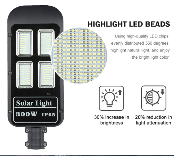 Aluminum SMD 150w 196pcs Solar Panel LED Street Light