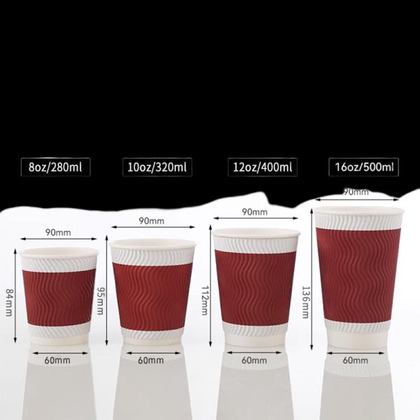 生分解性水性コーティングとカバー付きの環境に優しいカスタム使い捨てコーヒー紙コップ