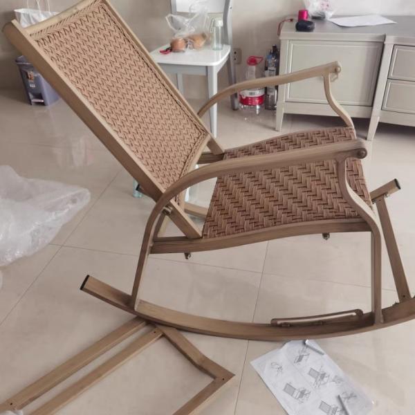 PE Rattan Rocking Lazy Chair for Outdoor Furniture Modern Design Balcony Garden Chair
