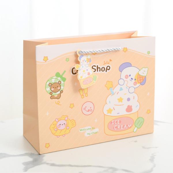 Cattle Paperboard Custom Kraft Paper Handbag Cosmetics Packaging Gift Bags With Cowhide Rope