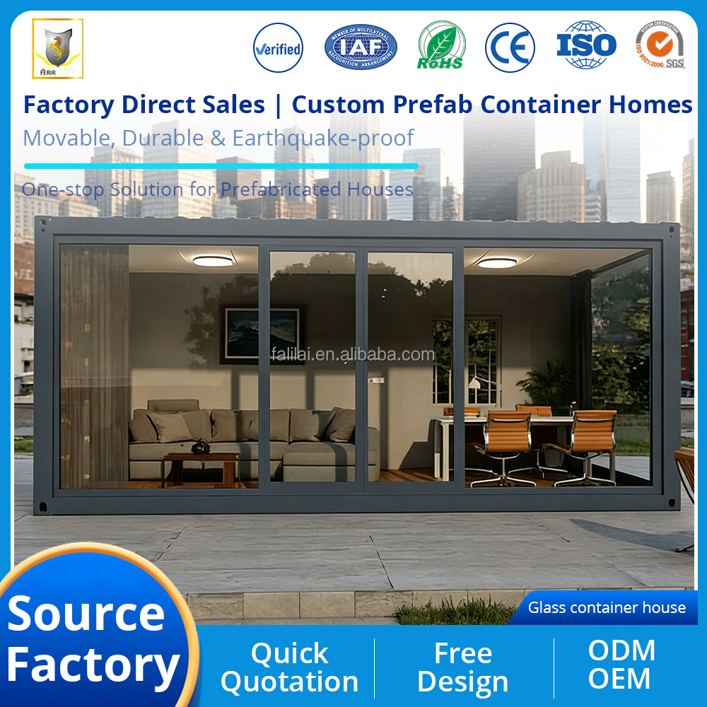 20ft 40ft Orange Frame Reusable Knock Flat Pack Container House Two Story Balcony Modular Beach Vacation Cabin Office Building