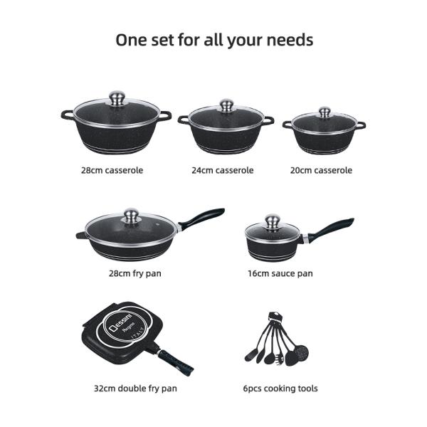 Wholesale Top Seller Multifunction 23pcs Red Cooking Pot Set Non Stick Ollas Non-Stick Aluminum Cookware Sets