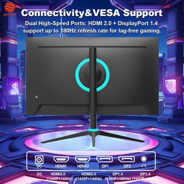 OEM Logotipo Cuidado de los ojos 180Hz 27 pulgadas Monitor de juegos QHD UHD Resolución 99% Color SRGB