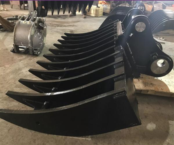 Sharp Tines Excavator Brush Rake Custom With Durable Steel Construction Curved Tines