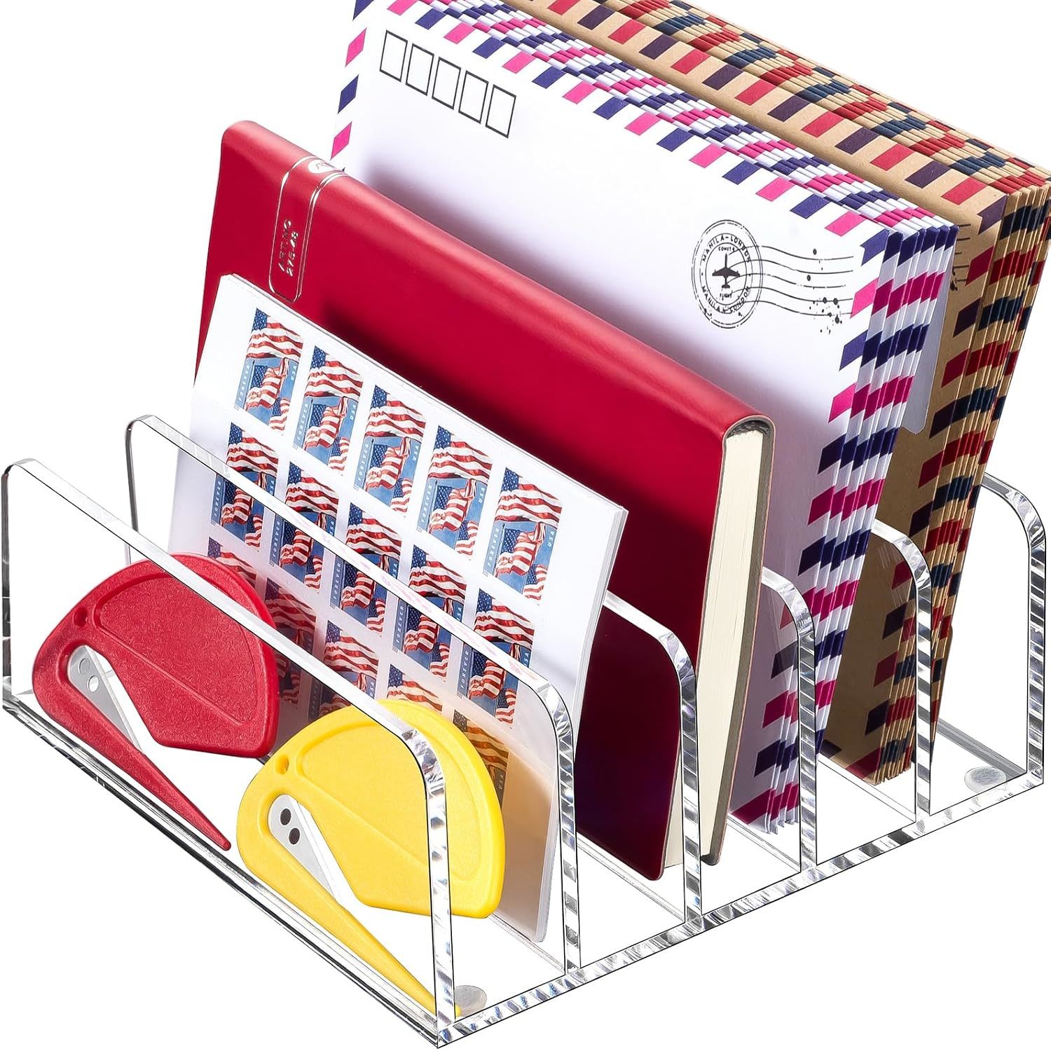 Tabletop Mount 5 Compartments Custom Acrylic Holders Multifunction Desk Organizer