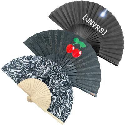 Custom Printed Bamboo Wooden Folding Hand Fan Personalised Logo Accessory for Women/Man's Easter Festival Parties & Raves