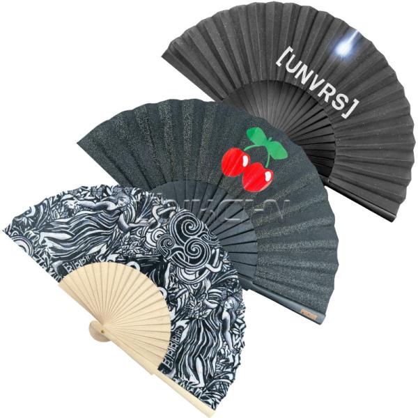 Custom Printed Bamboo Wooden Folding Hand Fan Personalised Logo Accessory for