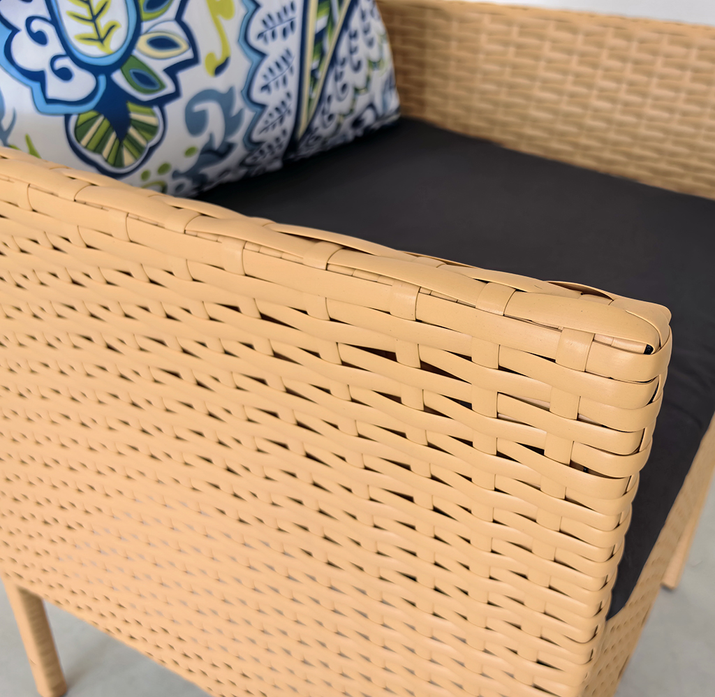 Wholesale 3 Piece Set with Cushions Poly Rattan Fresco Dining or Lounging in the Garden Small Size Table and Chairs