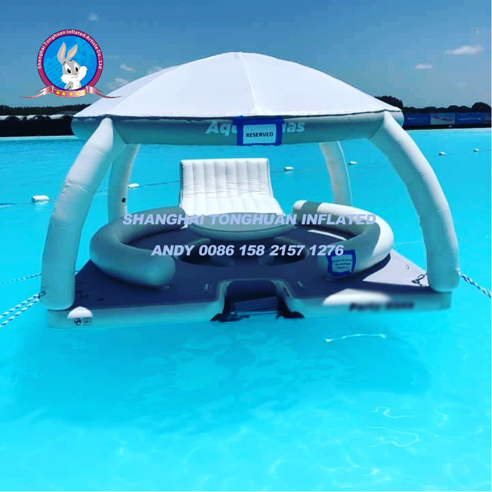 Wholesale Inflatable PVC Water Park Pontoon Floating Platform Tent Dock Island 100-500kg Capacity for 5-10 Passengers