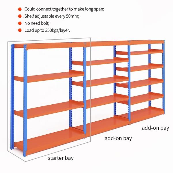 Heavy Duty and Sturdy 2 Bay 5 Tier Storage Boltless Shelving Rack for Industrial Needs