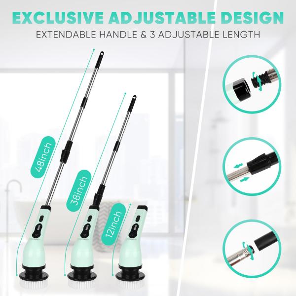 Electric Spin Scrubber Cordless Bath Tub Kitchen Cleaner Brush for Household Cleaning