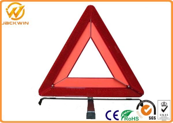 High visibility Vehicle Reflective Warning Triangle PMMA / ABS Reflector Steel Legs