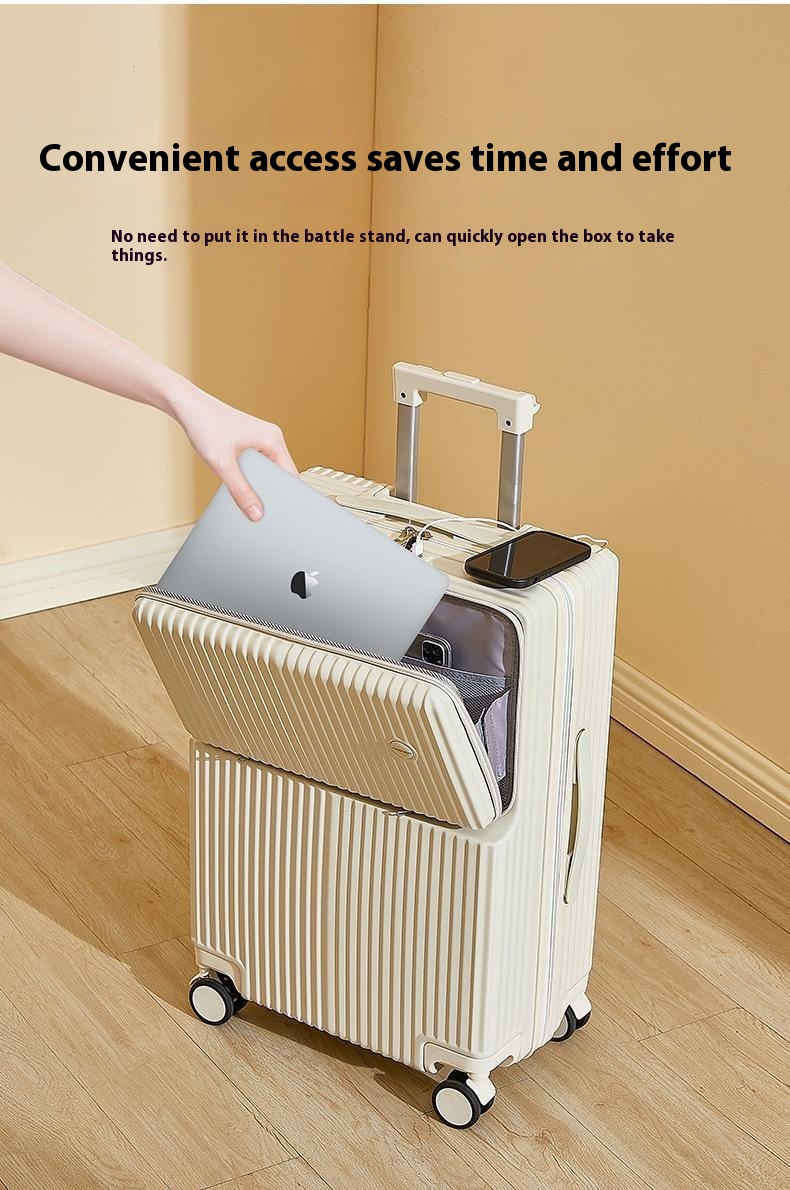 Unique Features Abs Pc Luggage Suitcase with Cup Holder Usb Charging Carry-ons Front Open Luggage Wholesale Products Luggage
