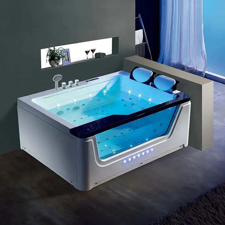 Acrylic Bathroom Sanitary Ware Fibreglass Double Whirlpool Spa Bathtub
