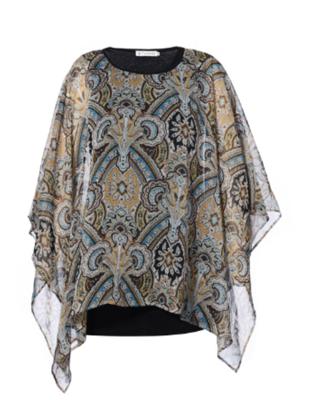 Stylish Womens Fashion Blouses Round Neck With Chiffon Bat Wing Sleeve