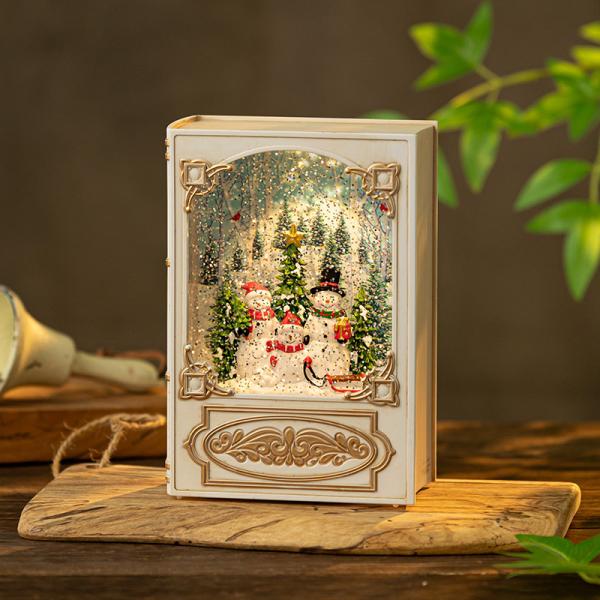 Christmas Musical Snow Globe Book Light Rotating LED Night Light With Music Box