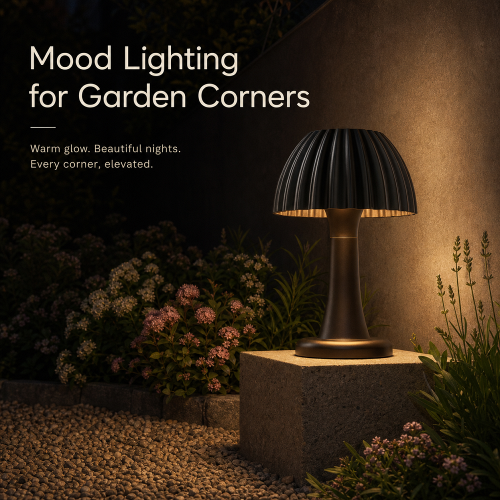 Outdoor LED Bollard Light 12W IP65 Mushroom Garden Pillar Lamp 3000K for Patio Pathway