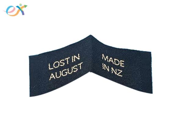 Middle Fold Woven Clothing Labels Tags Black Label White Words For Clothing