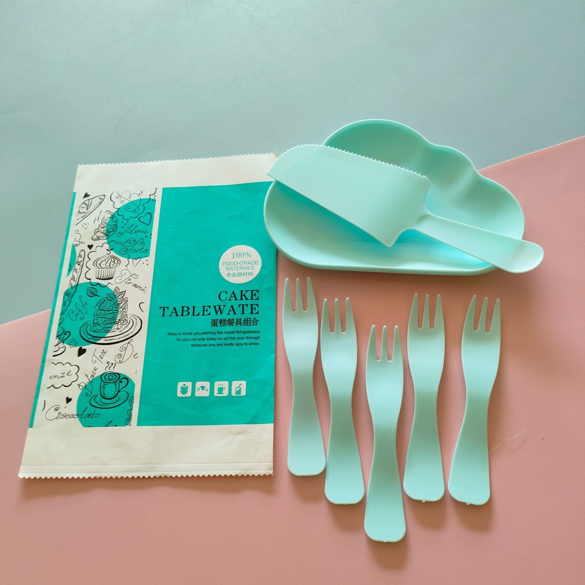 Water Drop-Shaped Plate Cake Cutlery Set Perfect for Birthday Cake and Other Desserts