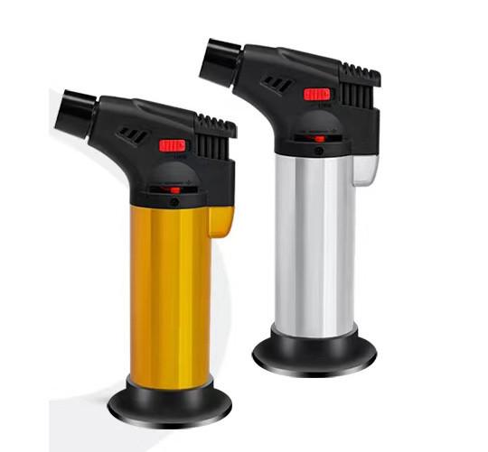 Refillable Butane Gas BBQ Torch Cigar Lighter with Punch Cutter Portable and Jet Flame