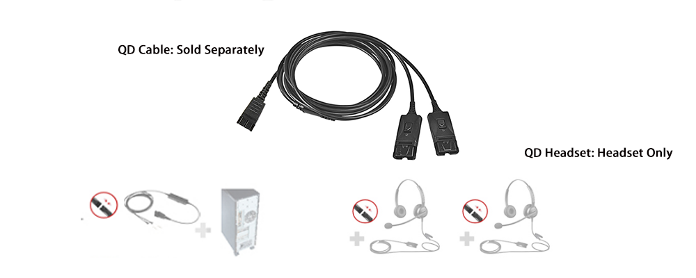 Call Center QD Headset Training Line 3Y Splitter Cable with 2 Mute Switches for Headset Splitter Cord for Agent Coaching