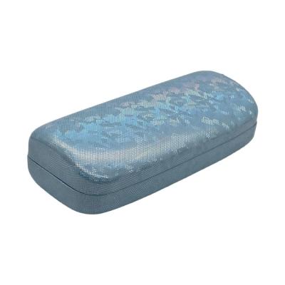 Bluish Purple Eyewear Packaging 155MM Clamshell Sunglass Case Embossed Logo Metal Glasses Case