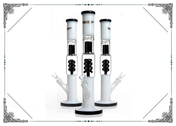 Black White Glass Straight tube Bong Helix Percolator Hookah Bongs UFO Perc Smoking Water Pipe