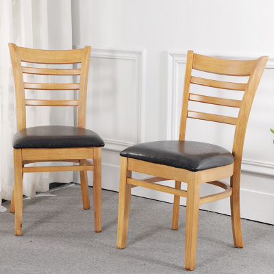 Factory Price Oak Pu Leather Wooden Chair for Dining Room Restaurant Coffee Shop