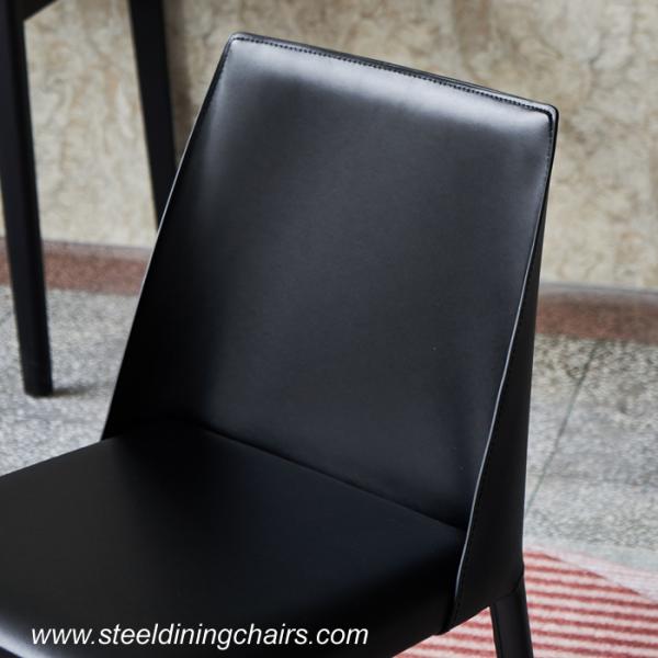 Orange Saddle Leather 47cm 83CM Metal Upholstered Dining Chair